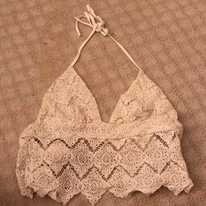 SomeDays Lovin’ lace/crochet tie halter crop XS